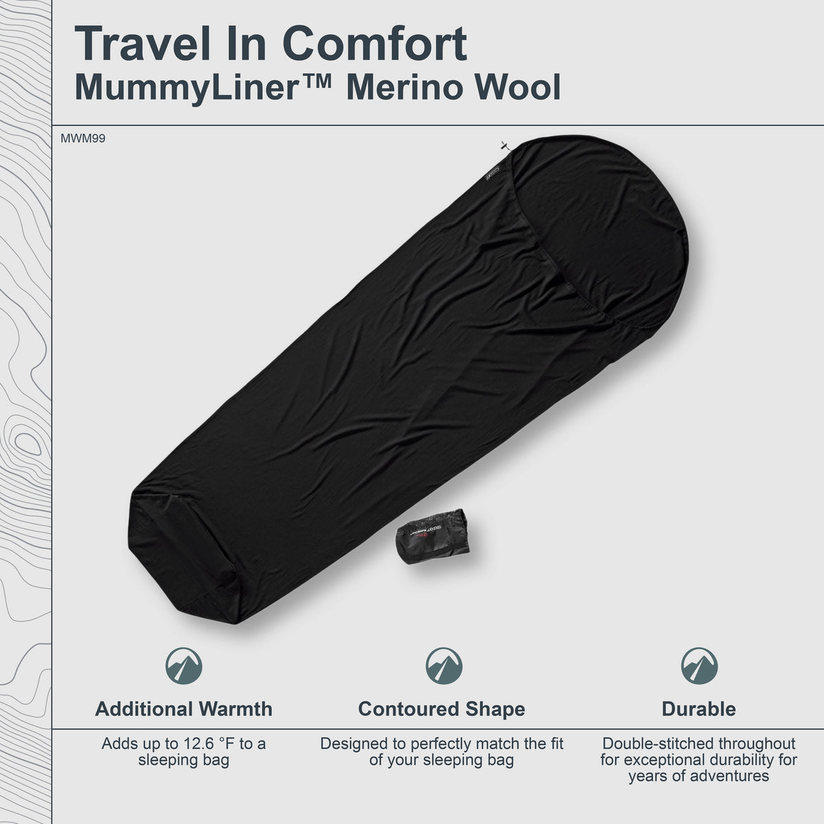 MummyLiner Merino Wool Sleeping Bag Liner COCOON