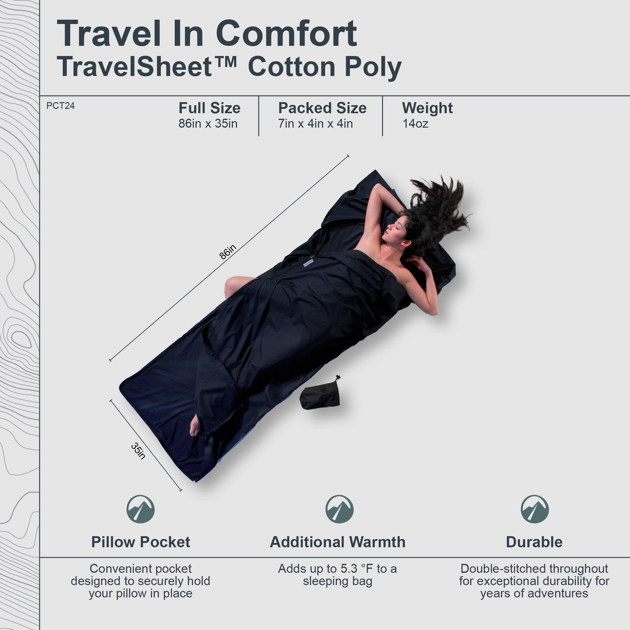 アウトドア寝具 Cocoon Travel Sheet Cotton Poly Sleeping Bag Liner | Travel Sleep Sack | Cocoon – COCOON