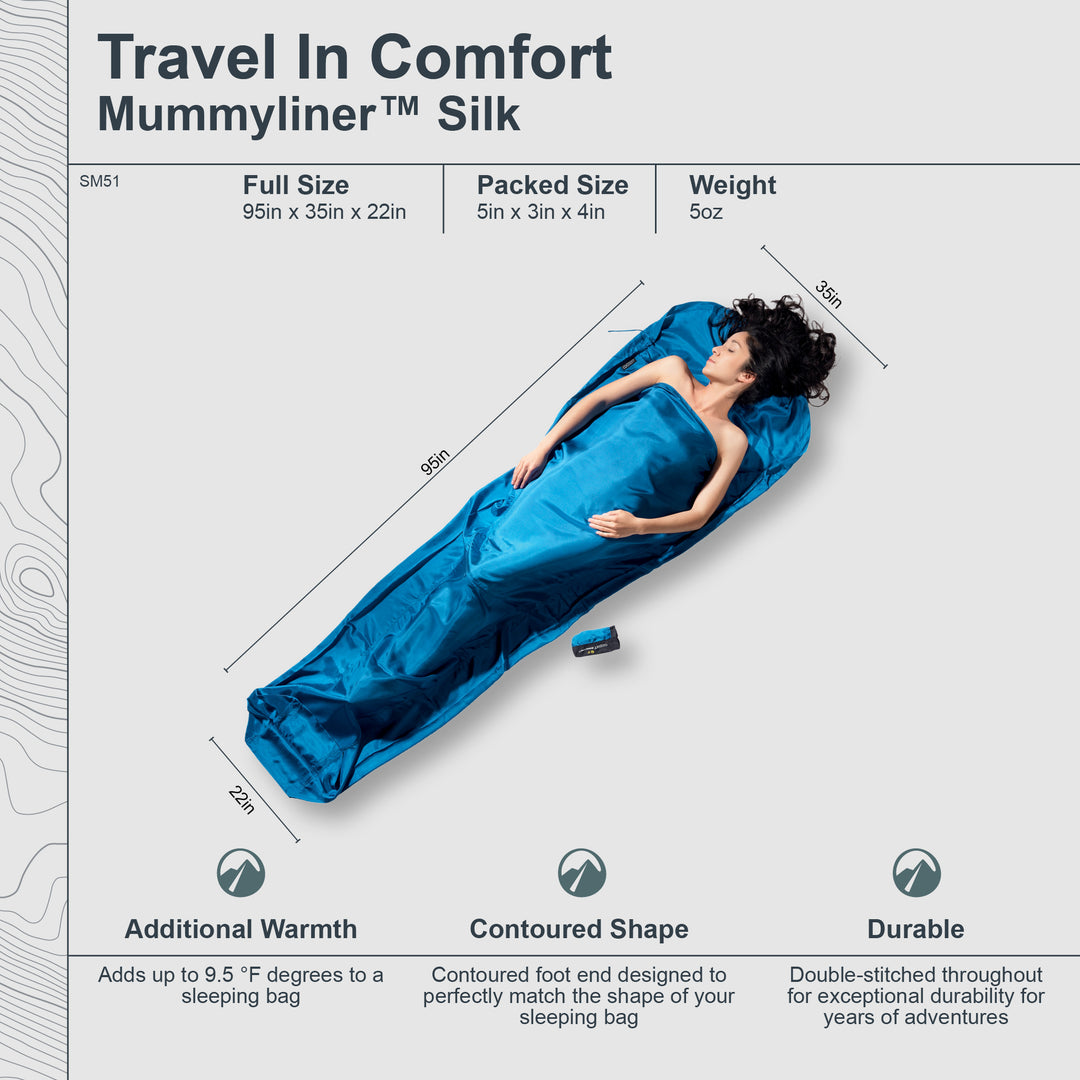 Fodera Sacco A MummyLiner Expedition RS Silk - Grande, Seta Ripstop, Per Trekking E Campeggio - Foto 5