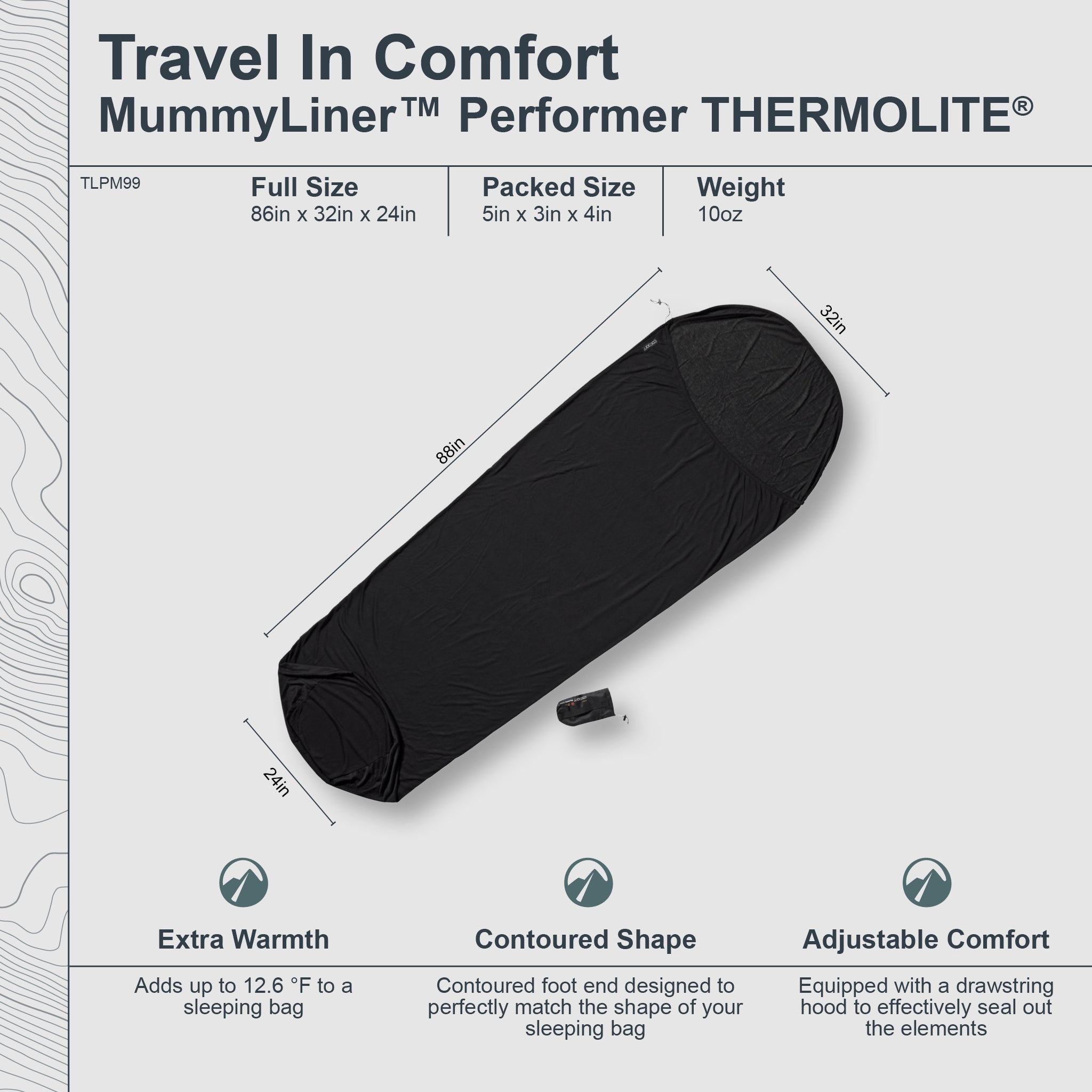 Cocoon Sac De Couchage Thermique Mummy Liner Thermolite Performer - Léger Et Doux Pour Plus De Chaleur