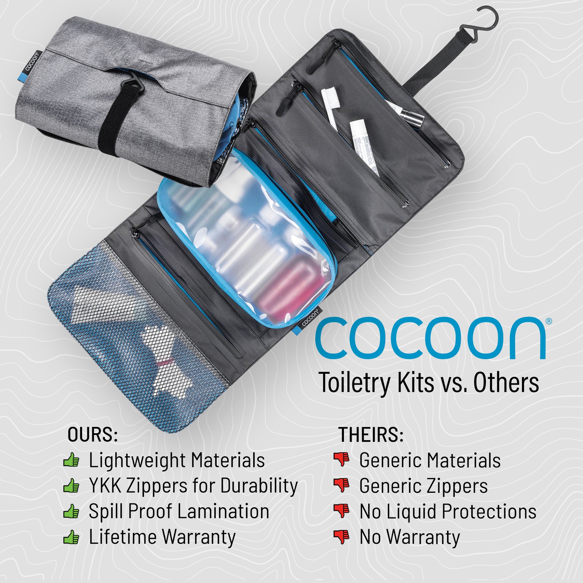 best lightweight toiletry bag for travel Away Small in Coast Blue so you know itll survive any airlines checked luggage experience SIDE BY SIDE - TOILETRY