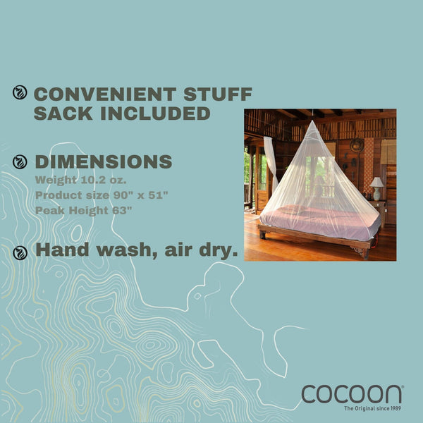 Cocoon Single Travel Mosquito Net with or Without Insect Shield White